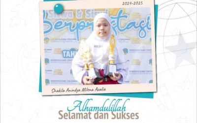 Kak Shakila Anindya Milena Azalia , Kelas 4 U-2, Juara 1 Lomba Matematika kelas 4, pada Science Mathematics English Competition, CV. Anies Production, Tingkat Kabupaten