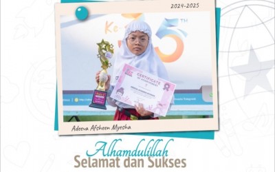 Kak Adeeva Afsheen Myesha juara 2 English Olympiad SD pada Gebyar Prestasi Gresik English Center 2024 Tingkat Kabupaten Gresik