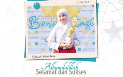 Kak Syahirah Putri Aula Kelas 5 U-3, Juara 1 Lomba Menyanyi pada Kegiatan Tengah Semester, Gugus 03 Gresik, Tingkat Kabupaten