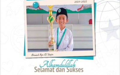 Kak Ahmad Ayn El Yaqin , Kelas 5 U-1, Juara 1 Tahfidz Putra Tipe B, pada Festival Santri, PCNU Kab.Gresik, Tingkat Kabupaten