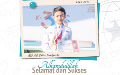 Kak Alkhalifi Zafiro Herdyanto (Kelas 6 ICP) Juara umum Sains dan Bhs.Inggris pada Grand Final FABI-13, Emerald Education Center, Tingkat Nasional