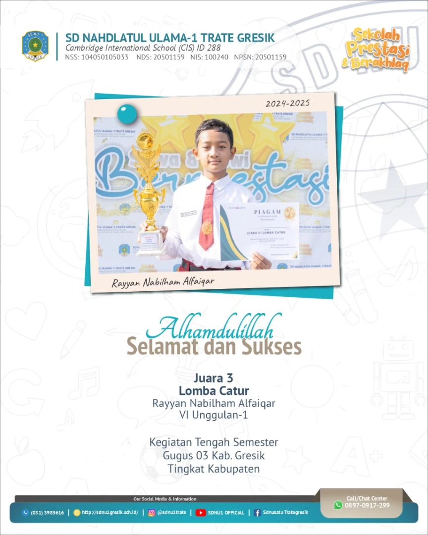 Kak Rayyan Nabilham Alfaiqar , Kelas 6 U-1 Juara 3 Lomba Catur