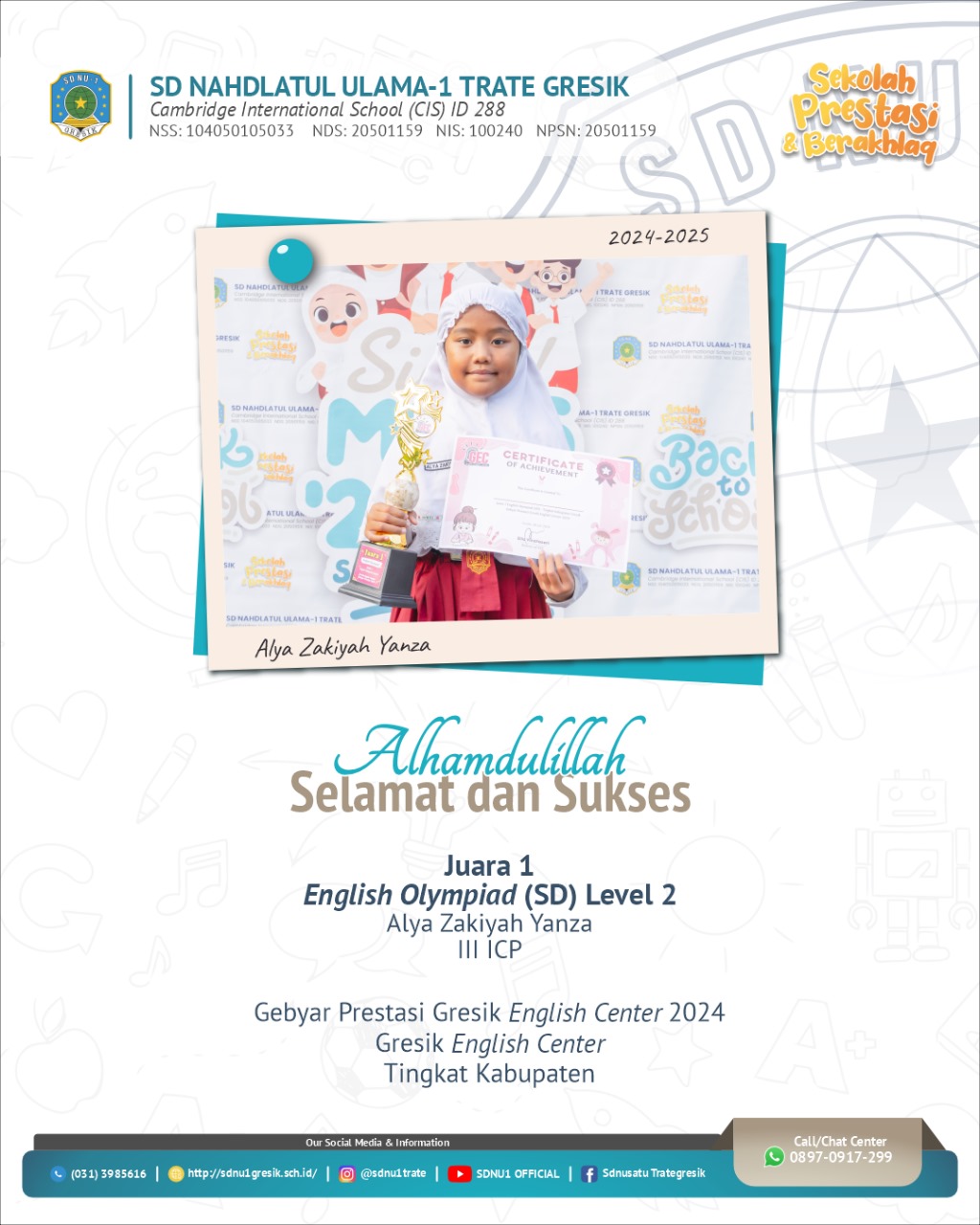 sdnu1trate_kak-AlyaZakiyahYanza-juara1-EnglishOlympiadSD-level2-GebyarPrestasiGresikEnglishCenter-2024-tingkat-kabupaten-Gresik